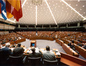 L'aula del parlamento europeo di Bruxelles (ANSA)