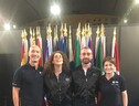 Le nuove riserve e gli astronauti veterani. Da sinistra Luca Parmitano, Anthea Comellini, Andrea Patassa e Samantha Cristoforetti (ANSA)