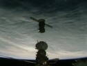 Un momento della manovra nella quale la Soyuz MS23 è stata spostata su un nuovo attracco (fonte: NASA TV) (ANSA)