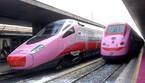 Un'immagine di archivio del treno rosa in partenza dalla stazione Termini di Roma (ANSA)