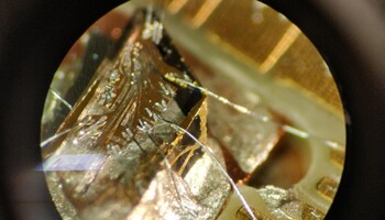 Uno dei diamanti artificiali usati per il trasferimento delle informazioni (fonte: Matteo Pompili QuTech) (ANSA)