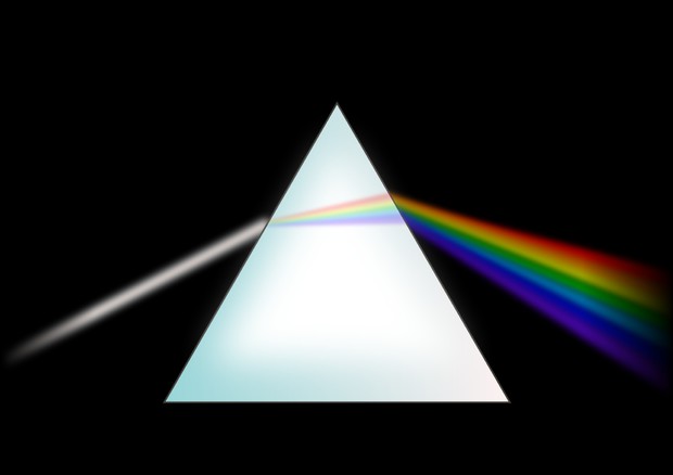 La scomposizione della luce in un prisma (fonte: Prism-rainbow.svg) © Ansa