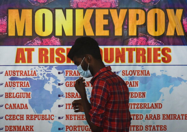 Un pannello informativo sul vaiolo delle scimmie © EPA