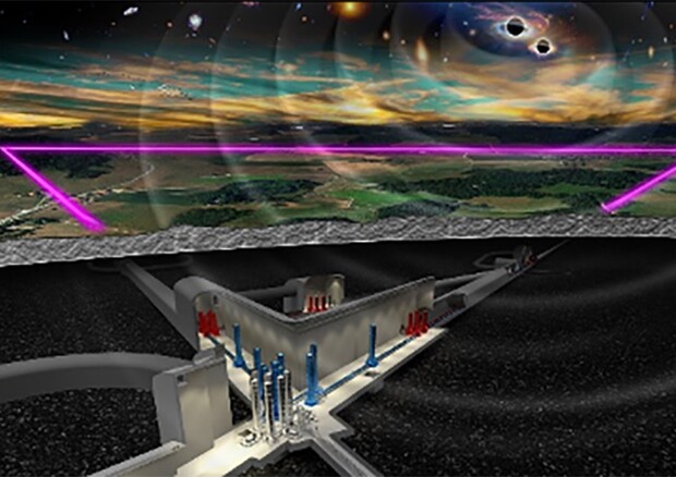 Rappresentazione artistica del futuro Einstein Telescope, destinato a cayyurare le onde gravitazionali (fonte: ET) © Ansa