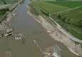Maltempo in Emilia-Romagna, emergono le macerie del ponte della Motta (ANSA)