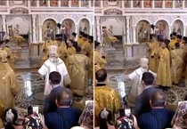 Patriarca Kirill scivola su acqua santa e cade durante funzione (ANSA)