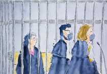 Artista Spinelli propone la tradizione del 'courtroom sketching' (ANSA)