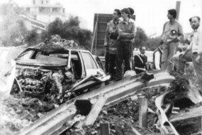 Il luogo della strage del 23 maggio 1992, sull'autostrada A29, nei pressi dello svincolo di Capaci (ANSA)