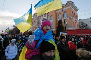 Una manifestazione a Kiev (ANSA)