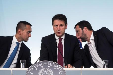 Giuseppe Conte, Luigi Di Maio e Matteo Salvini © ANSA