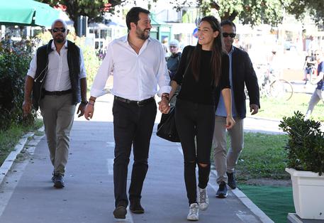 Salvini con la fidanzata Francesca Verdini © ANSA
