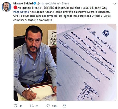Salvini su Twitter © ANSA