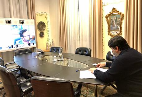 Presidente della Regione Sardegna Christian Solinas, seduta di Giunta in videoconferenza © 