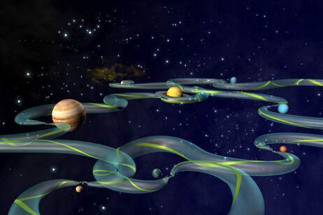 Rappresentazione artistica di autostrade planetarie (fonte: NASA)