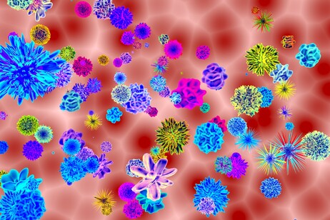 Rappresentazione artistica di virus (fonte:  MasterTux da Pixabay)