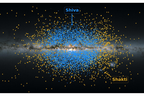 Ciascuno dei due gruppi di stelle contiene la massa di circa 10 milioni di Soli (fonte: ESA/Gaia/DPAC/K. Malhan)