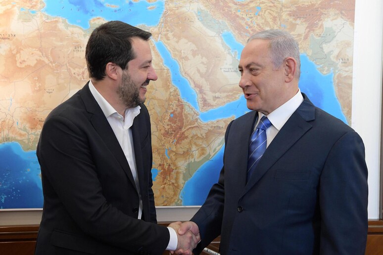 Il Vicepremier Matteo Salvini con Benyamin Netanyahu - RIPRODUZIONE RISERVATA