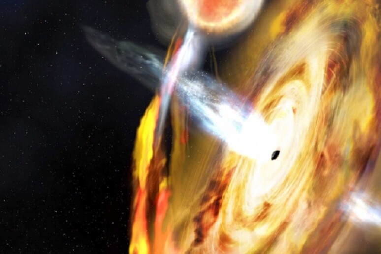Rappresentazione artistica di un buco nero (fonte: NASA’s Goddard Space Flight Center) - RIPRODUZIONE RISERVATA