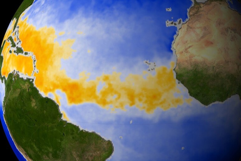 In giallo la regione dell 'Atlantico e dei Caraibi in cui nascono gli uragani (fonte: NASA) - RIPRODUZIONE RISERVATA