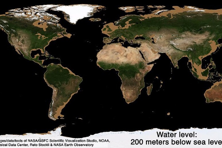 L 'animazione mostra il progressivo prosciugamento degli oceani (fonte: James O 'Donoghue, Twitter) - RIPRODUZIONE RISERVATA
