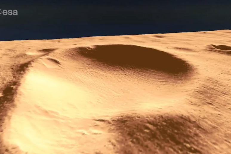 Ricostruzione artistica del sito di atterraggio della missione ExoMars. Immagine tratta da un 'animazione dell 'Esa (fonte: ESA) - RIPRODUZIONE RISERVATA