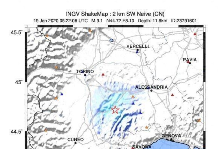 Terremoto nel Cuneese - RIPRODUZIONE RISERVATA