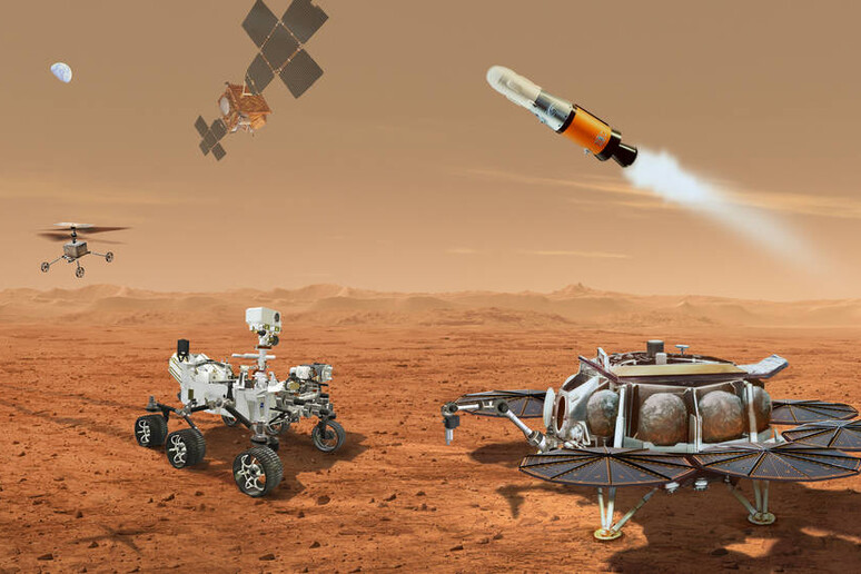Rappesentazione grafica dei veicoli protagonisti della futura missione destinata a portare sulla Terra i primi campioni da Marte (fonte: NASA/JPL-Caltech) - RIPRODUZIONE RISERVATA