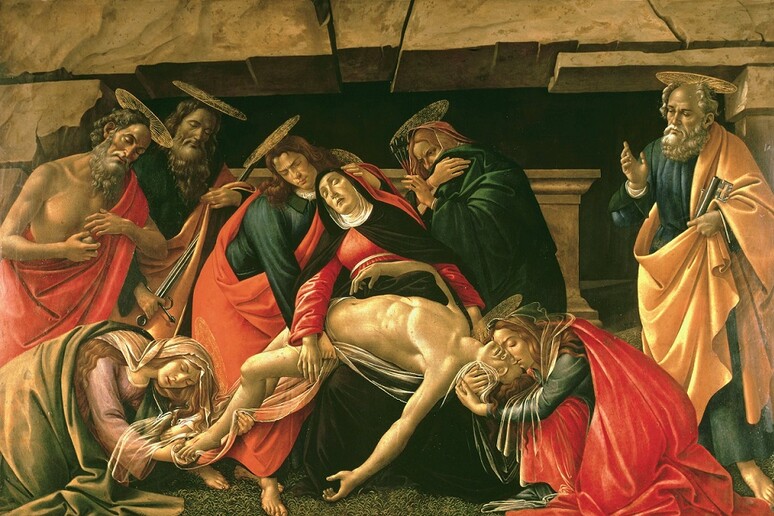 Compianto sul Cristo morto con i santi Girolamo, Paolo e Pietro, di Sandro Botticelli (fonte: Wikimedia) - RIPRODUZIONE RISERVATA