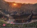 Rappresentazione artistica di un ipotetico ambiente primaverile lungo il fiume Tanis durante l'impatto dell'asteroide che segnò la fine dei dinosauri (fonte: Joschua Knüppe) (ANSA)