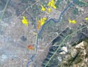 L'immagine satellitare di Antiochia prodotta dal Copernicus Rapid Mapping che evidenziano le aree danneggiate dal sisma. Fonte e-Geos (ANSA)