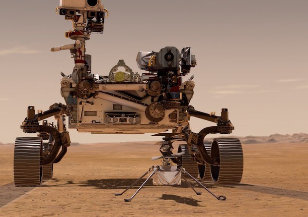 Rappresentazione artistica del rover Perseverance della Nasa su Marte (fonte: NASA/JPL Caltech) © Ansa