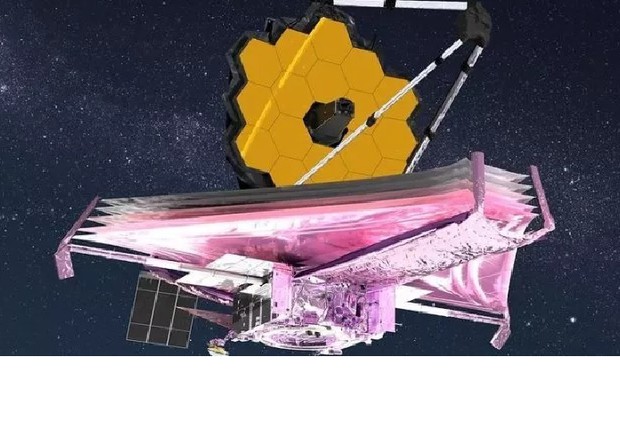 Il telescopio spaziale James Webb ha dispiegato lo scudo che lo proteggerà dai raggi solati (fonte: NASA) © Ansa