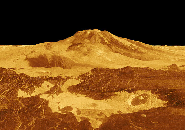 Il monte Maat su Venere, in falsi colori (fonte: David P. Anderson, SMU/NASA Science photo library) © Ansa