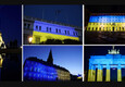 La Porta di Brandeburgo a Berlino e la Tour Eiffel a Parigi con i colori dell'Ucraina © ANSA