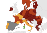 Mappa Ecdc - rapporto tra tasso positivi al Covid e tasso di test  (ANSA)