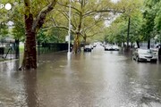 Piogge torrenziali a New York, strade e negozi allagati: auto sommerse e ingorghi