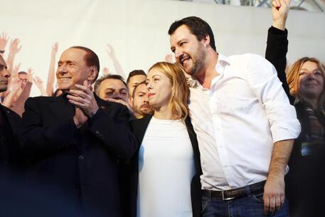 Matteo Salvini, Giorgia Meloni e Silvio Berlusconi © ANSA