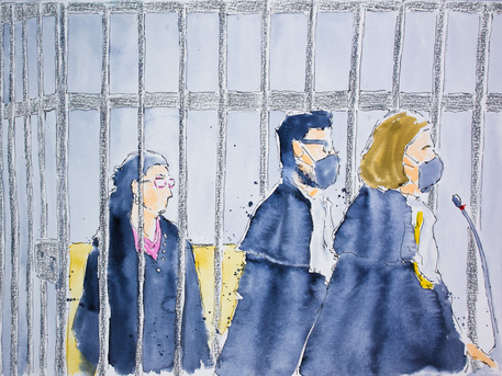 Artista Spinelli propone la tradizione del 'courtroom sketching' © Ansa