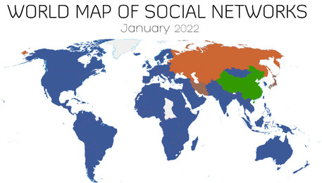 La mappa dei social nel mondo (dal blog vincos.it, di Vincenzo Cosenza) (ANSA)