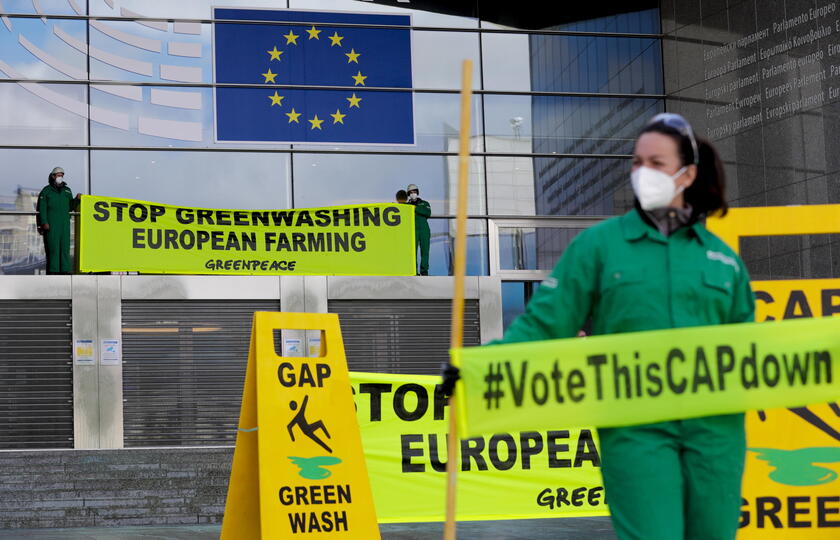 Greenpeace Environmental activists stage a protest against Common Agricultural Policy © ANSA/EPA