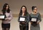 Le Co-Founder di Hacking Talents, Federica Pasini, Teresa Baldini e Nabila Lorini, in occasione della cerimonia d'Onore Premio Nazionale ANGI presso l'auditorium Ara Pacis a Roma. © Ansa
