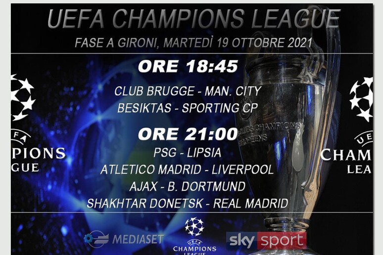 UEFA Champions League, 19 ottobre 2021 - RIPRODUZIONE RISERVATA
