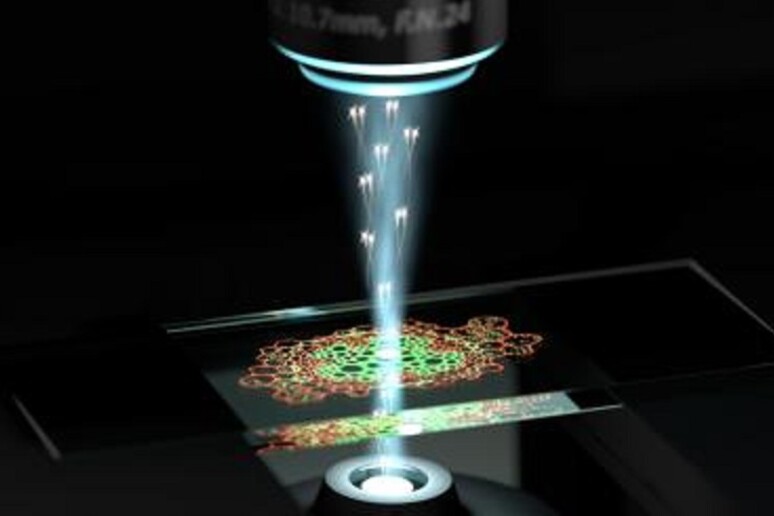 Rappresentazione artistica di un microscopio quantistico in azione (fonte: The University of Queensland) - RIPRODUZIONE RISERVATA