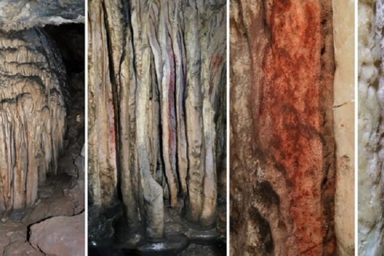 Le tracce di pigmenti rossi trovati nella grotta spagnola di Ardales (fonte: João Zilhão, ICREA) - RIPRODUZIONE RISERVATA