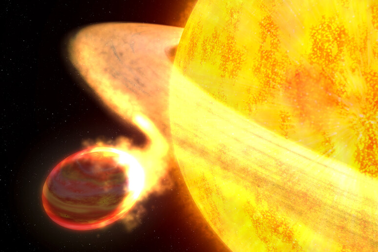 Rappresentazione artistica di una stella che divora uno dei suoi pianeti (fonte: NASA/ESA/G. BACON) - RIPRODUZIONE RISERVATA