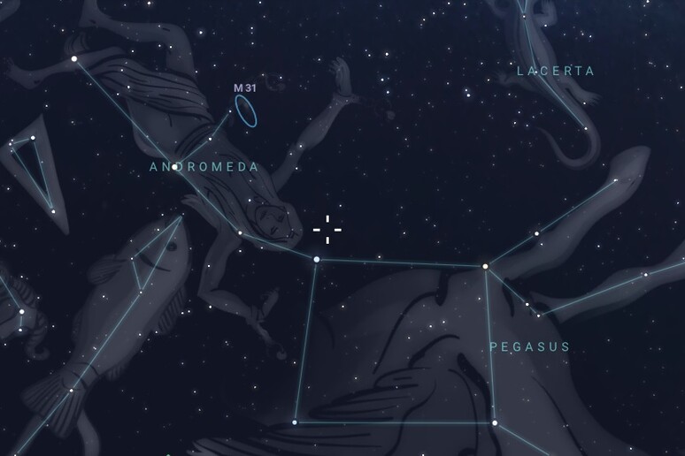 Il lampo di raggi gamma Grb 220101A osservato tra le costellazioni di Pegaso e Andromeda (fonte: L. Tomasella/Inaf) - RIPRODUZIONE RISERVATA