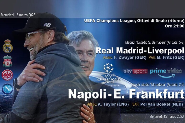 UCL, Real Madrid-Liverpool e Napoli-E. Francoforte - RIPRODUZIONE RISERVATA