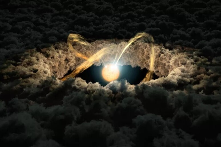 Rappresentazione artistica di una stella circondata dal disco di gas e polveri che darà origine ai pianeti (fonte: NASA/JPL-Caltech) - RIPRODUZIONE RISERVATA
