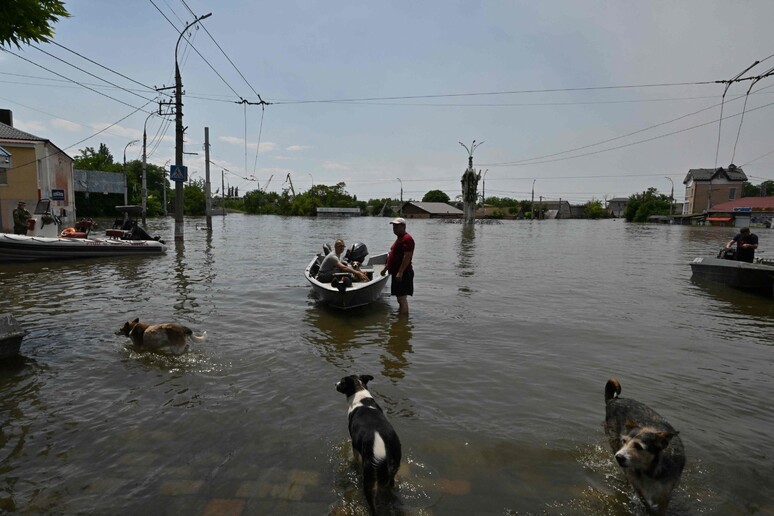 Gli allagamenti nel Kherson, causati dal crollo della diga di Kakhovka © ANSA/AFP